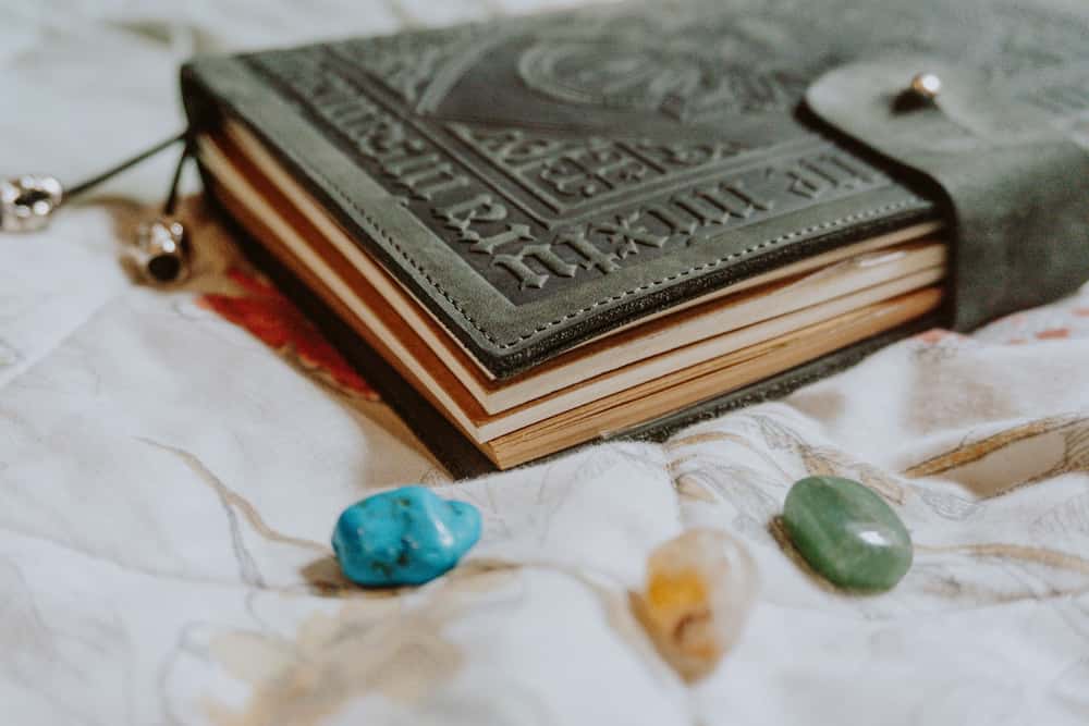 journal and crystals