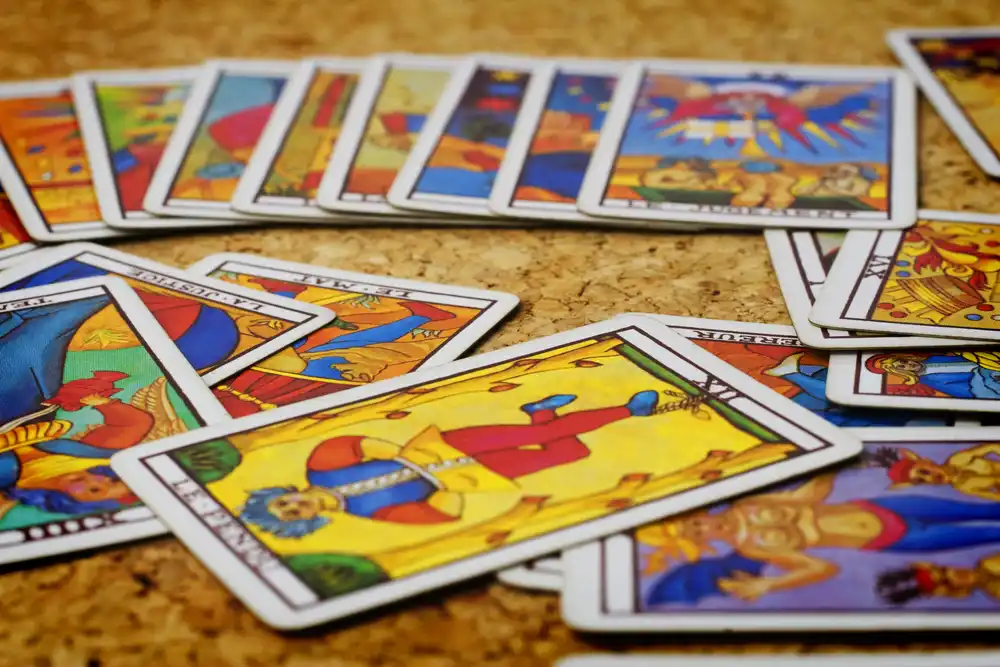 tarot cards spread on a table