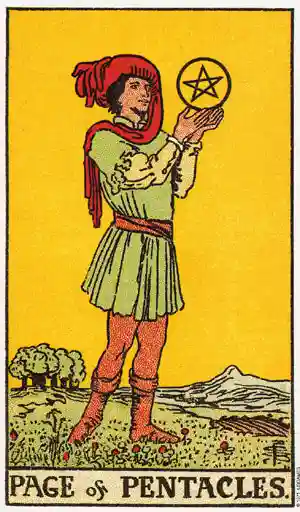 Page of Pentacles from the Rider-Waite-Smith deck