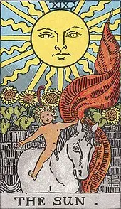 the sun artwork from the rider waite smith tarot deck