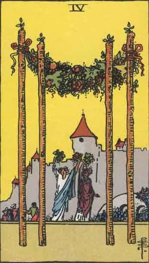 Four of Wands from the Rider-Waite-Smith deck