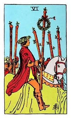 Six of Wands from the Rider-Waite-Smith deck